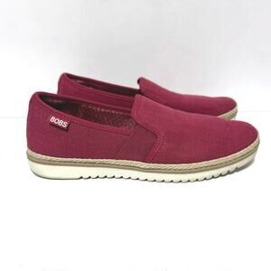 Skechers Bobs Women’s Size 7.5 Flexpadrille Slip On Canvas Shoes Rubber Sole Red